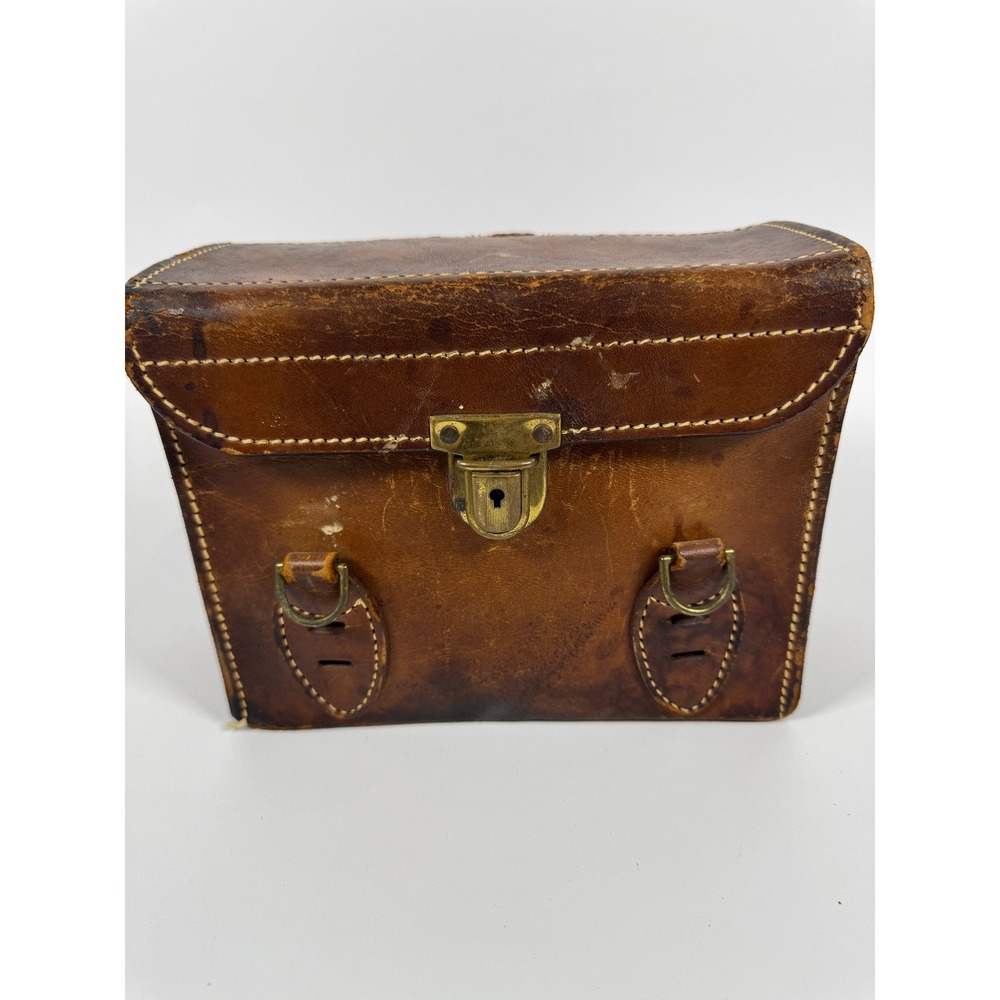 Vintage Perrin California No. 206 Leather Camera Bag Utility Case Brown Patina